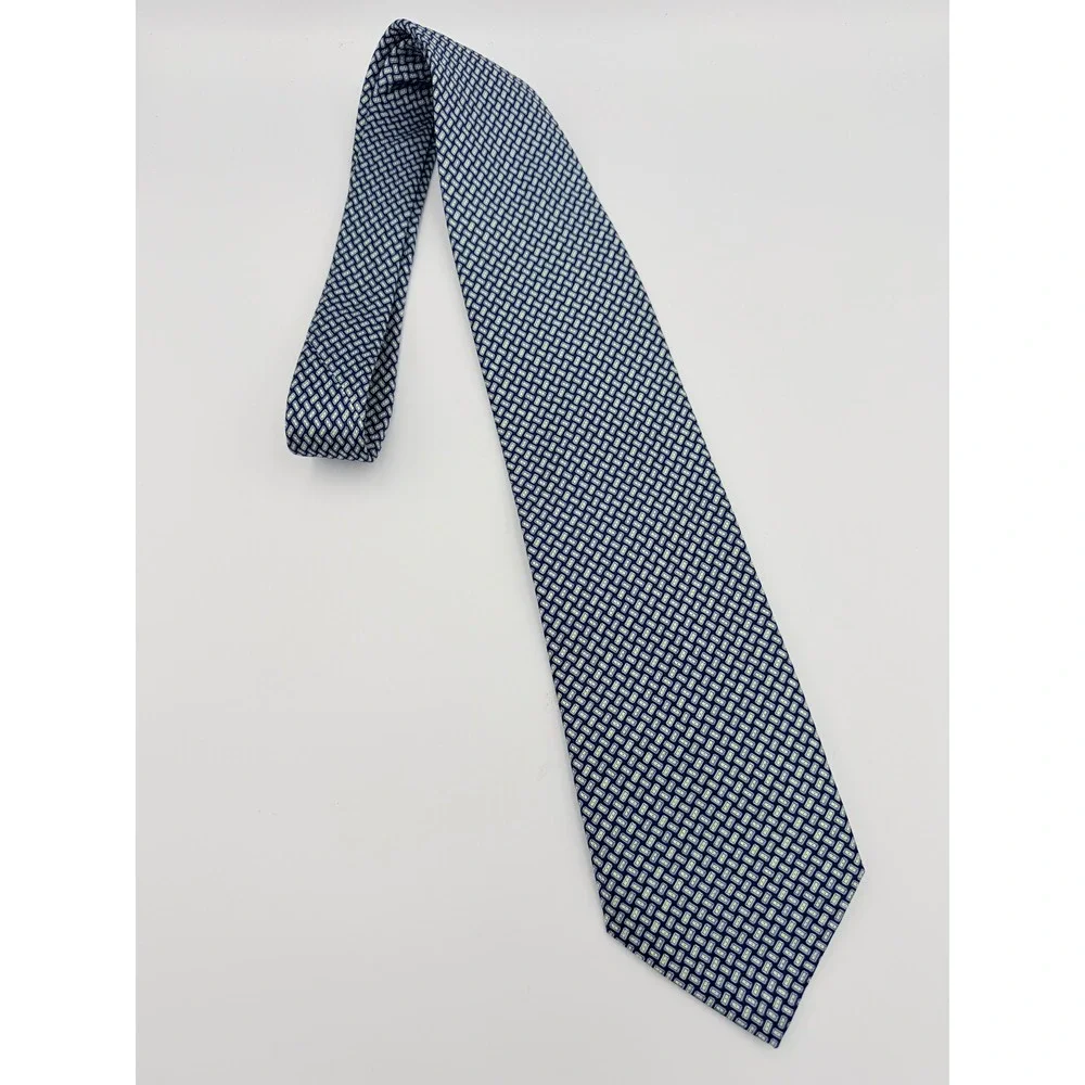 IZOD Boys Necktie Navy Blue Geometric Pattern Silk Blend Formal Tie